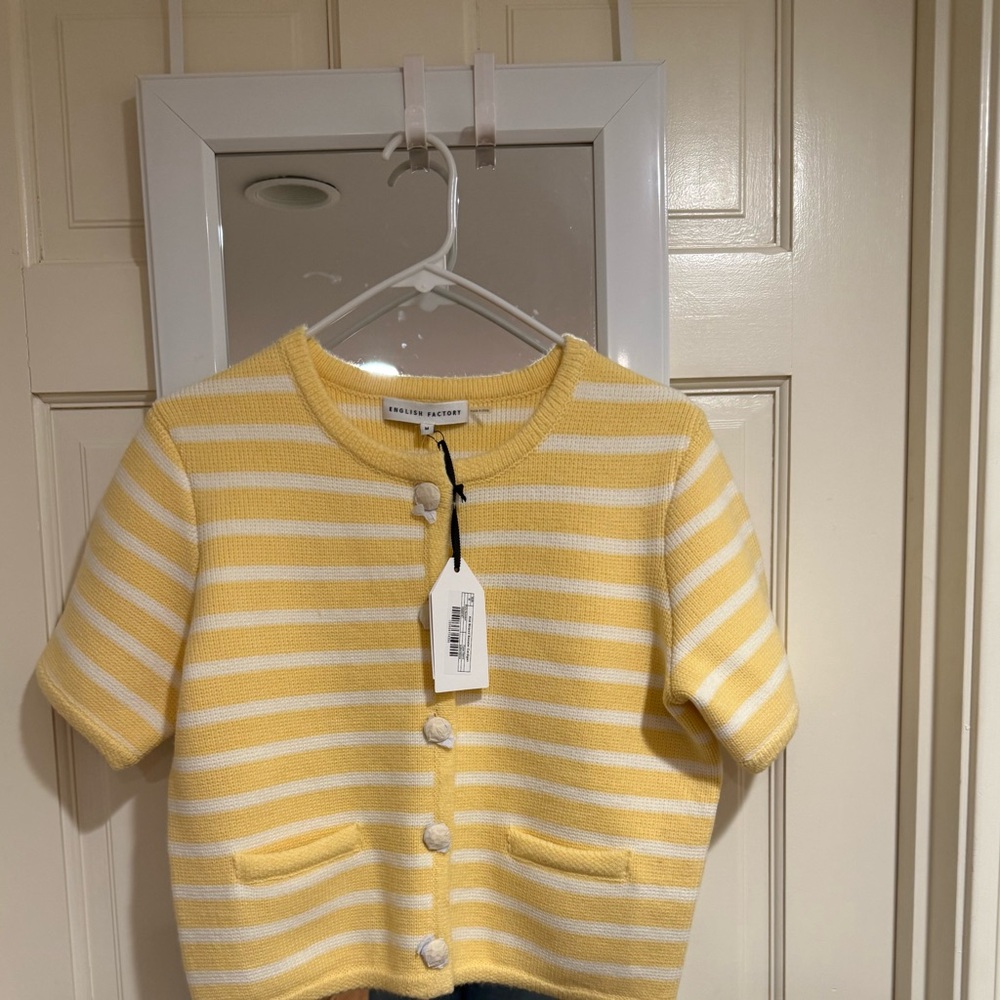 English Factory Striped Yellow & White Knit Top